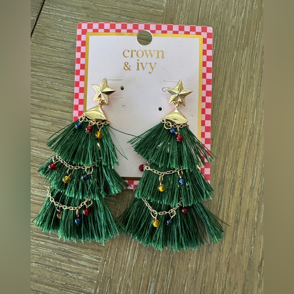 Crown & Ivy Christmas Tassel Earrings